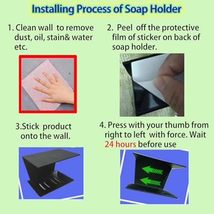 1 Self-Adhesive Multifunctional Draining Soap Dish (Soap Holder) with Shelf Used in Shower,Bathroom,Kitchen,Bath and Toilet.Installing Without Drilling Hole (1, General Black, A Szie)