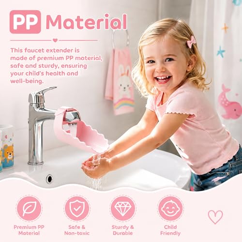Faucet Extender for Kitchen Sink and Bathtub, Universal PP Kids Hand Wash Faucet Extension Easy Install Toddler Bathroom Accessory (Pink) - color: Pink