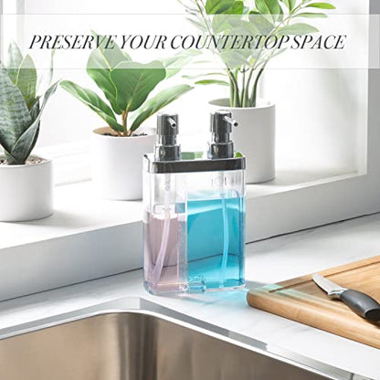 Kitchen Details Dual Pump Soap & Lotion Dispenser | Bathroom and Kitchen Sink | Countertop | Compact Design | Clear - color: Clear