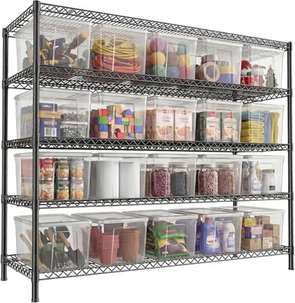REIBII 3200LBS Storage Shelves 55.5" W Garage Shelving Heavy Duty 5 Tier Adjustable Wire Shelving Unit Metal Shelving for Garage Pantry Commercial Basement,55.5" W X 18''D X 71" H - color: Black