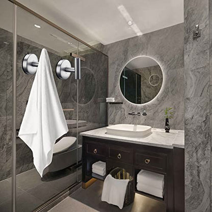 DGYB Large Suction Cup Hooks - Set of 2 Brushed Nickel Towel Hooks for Bathrooms - Stainless Steel Suction Shower Hooks - 15 Lb Removable Wall Hooks for Hanging Heavy Duty - color: Brushed Nickel