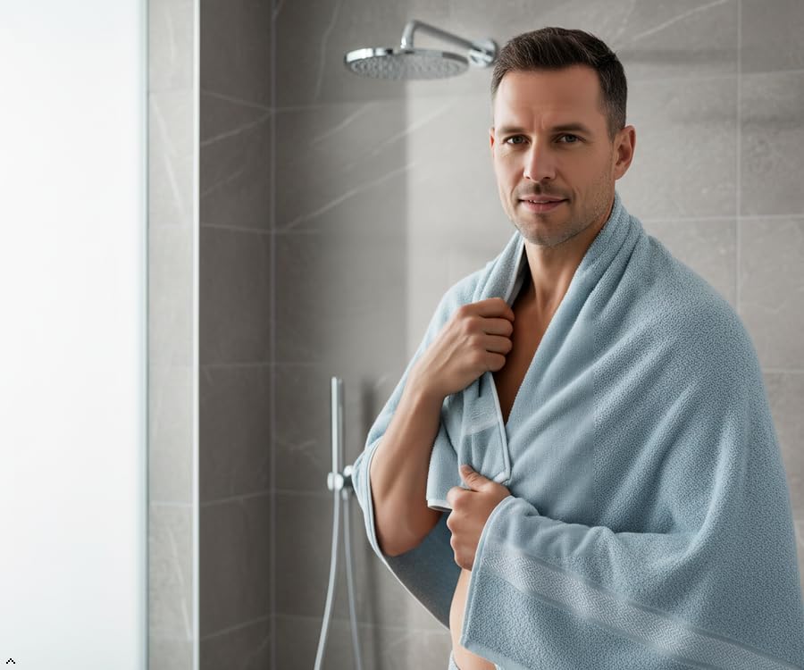 CRAFTBERRY-6 Piece Cotton Bath Towel Set-2 Bath - 2 Hand - 2 Face, Sky Blue | 100% Cotton • Thick & Plush • Hotel Quality • Ultra Soft • Highly Absorbent • Quick Dry • Low Lint • Machine Washable - color: Light Blue