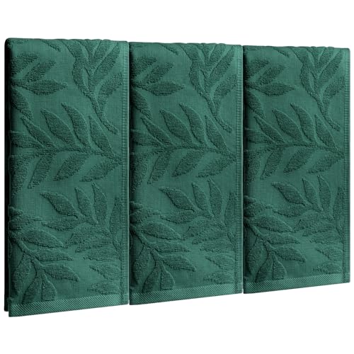 3pcs Deep Green Leaves Hand Towels,100% Cotton 3D Leaf Jacquard Decorative Towel for Home Bathroom Kitchen Decor Gift,13.8x29.5 Inch - color: Deep Green, size: 3pcs