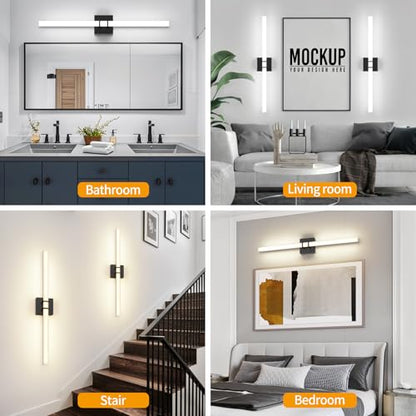 Modern Black Vanity Light Bar 32 Inch, 24W 5CCT Dimmable Bathroom Light Fixtures LED Wall Lighting Fixture - color: Black, size: 32 inch