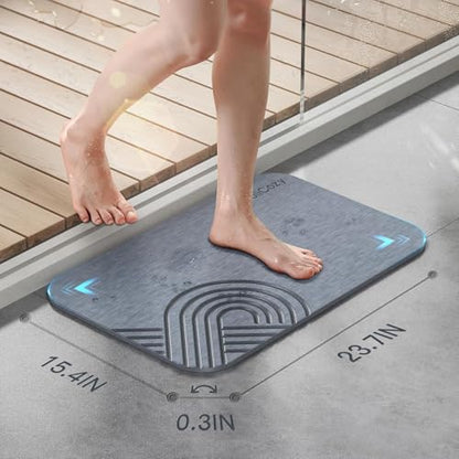 SoliCozy Stone Bath Mat - Diatomaceous Earth Quick Dry Bath Mat, Super Absorbent Non-Slip Shower Mat for Bathroom, Kitchen, Pool - Natural Diatomite Bathtub Mat (Grey, 16x24in.