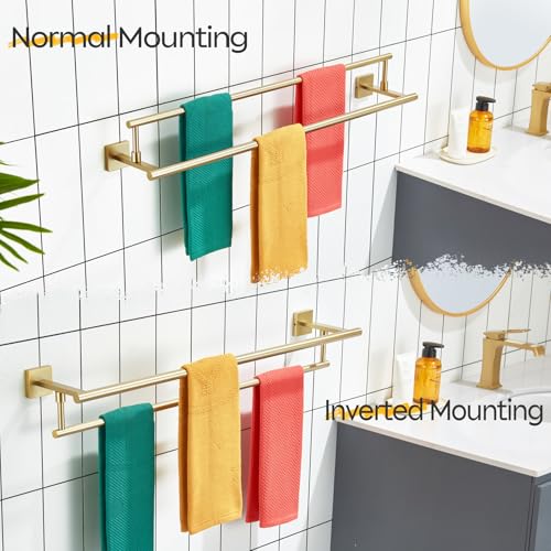 KOKOSIRI Bath Towel Bars 32-Inch Double Towel Rails Overlength Bathroom Racks for Cabinet Kitchen Brushed Gold Stainless Steel B5009BG-L32 - color: Brushed Gold, size: 32-Inch