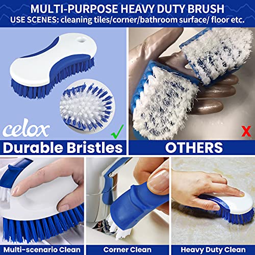 CELOX Kitchen Scrub Brush Set with Ergonomic Handle, Deep Cleaning Brushes, Include Dish Brush (Blue) - color: Blue