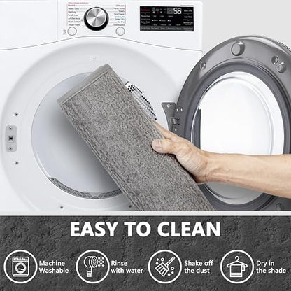 Grey Bathroom Rugs Non Slip Washable Quick Dry Ultra Thin Bath Mat | Bathroom Rugs Fit Under Door Low Profile Bath Mat, 17" × 32" - color: Grey, size: Medium(17"x 32")