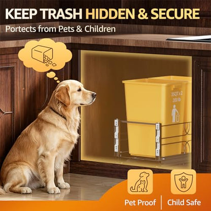 Double Pull Out Trash Can Under Cabinet, Soft Close 200LB, Black | Under Sink Trash Can Pull Out with Heavy Duty Slides, Fits 16 W x 23 D Cabinet Opening, Kitchen Organizer, Bins Not Included - color: Black, size: Double