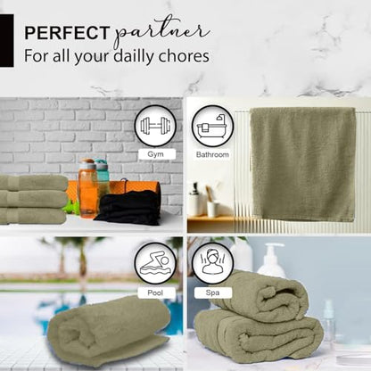 KAHAF COLLECTION 100% Cotton Bath Towels, 24x48 Pack of 6 Towels, Quick Dry, Highly Absorbent, Soft Feel Towel, Gym, Spa, Bathroom, Shower, Pool, Luxury Soft Towels (Olive Green, 24x48-6 Pack) - color: Olive Green, size: 24x48 - 6 PACK