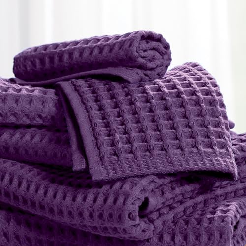 Stoneberry Home® 6-Piece Waffle Towel Set Cotton Wine Berry - color: Wine Berry