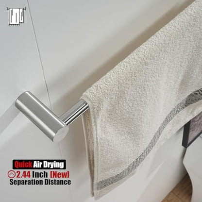 JQK Towel Bar Brushed, 26.5 Inch 304 Stainless Steel Thicken 0.8mm 2 Pieces Towel Rack Bathroom Wall Mount, Useable Length 24 Inch, TB610L24-BN - color: Brushed Steel, size: 26.5 Inch
