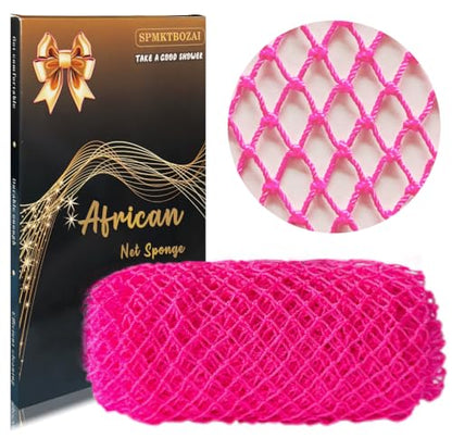 SPMKTBOZAI African Net Sponge Authentic, African Exfoliating Sponge Real African Net Black Owned, African Bath Sponge Back Scrubber, Body Exfoliator Shower Bath Accessories (Rose Pink) - color: Rose Pink