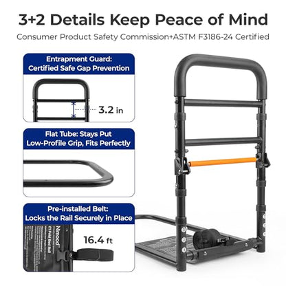 C1 Fold Bed Rails for Elderly Adults Safety - Bed Assist Rail with Adjustable Height, Tool-Free One-Hand Foldable Bed Rails for Seniors - size: C1F (Foldable NEW)