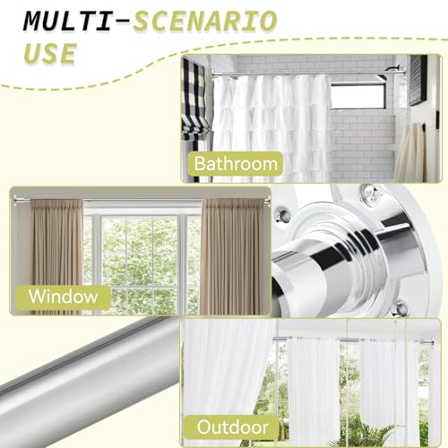 Silver Heavy Duty Tension Shower Curtain Rod 30-100 in Adjustable Spring Long Curtain Rods 1" Dia Stainless Steel Rustproof No Drill For Bathroom Window Non Slip - color: Silver, size: 31-100"