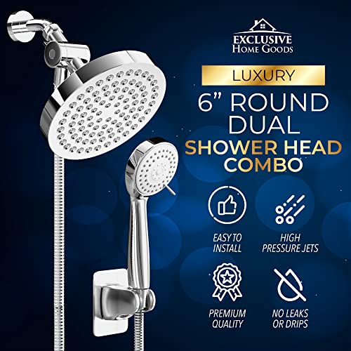 Shower Head With Handheld Combo, 6 Inch High Pressure Rainfall Showerhead With Hand Held 70 Inch Hose for Bath - Adjustable Swivel Shower Head Spray Anti-leak Nozzles - Universal Fit - size: 1.8 GPM