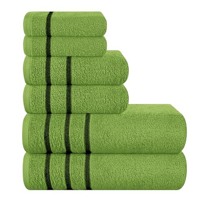 MyOwn Ultra Soft 6 Pack Cotton Towel Set, Contains 2 Bath Towels 28x55 inch, 2 Hand Towels 16x24 inch & 2 Wash Coths 12x12 inch, Ideal Everyday use, Compact & Lightweight - Kiwi Green - color: Kiwi Green, size: 6-Piece Towel Set
