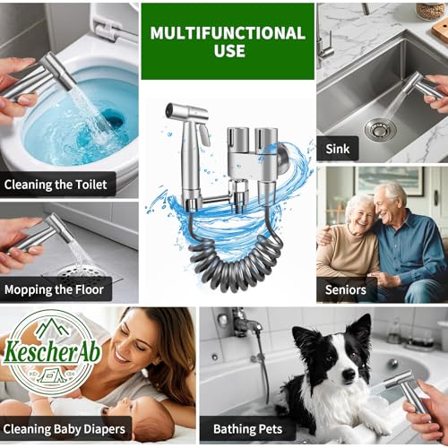 Handheld Toilet Bidet Sprayer for Toilet | Adjustable Water Pressure Control with Complete Bidet Spray Hoses Kit for Feminine Wash, Cloth Diaper Sprayer for Baby Wash - color: Chrome