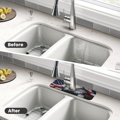 American Eagle Flag Kitchen sink faucet pad, strong water absorption, anti slip, easy to clean, very suitable for splash and drip prevention, suitable for kitchens and bathrooms - color: American Eagle Flag