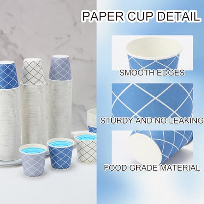 Tamone 600 Pack 3 oz Bathroom Cups, Small Paper Cups, Mouthwash Cups, Disposable Paper Cups, white, blue cups, gray cups, 3oz Paper Cups for Party, Picnic, BBQ, Travel, Home and Event - color: white & blue & grey