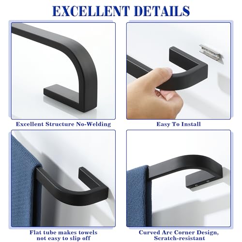 Alise Towel Bar for Bathroom,Black Towel Holder 24'' Towel Racks for Bathroom Wall Mount,SUS304 Stainless Steel Towel Rail Towel Hanger for Walls - size: 24 Inch