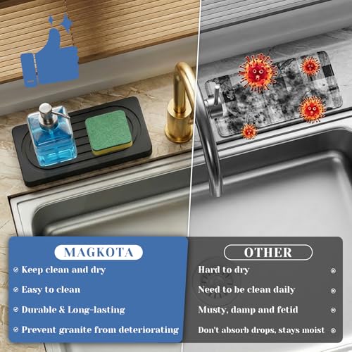 Stone Drying Tray, Water Absorbing Stone Tray, Natural Diatomaceous Earth Stone Sink Mat, Instant Dry Sink Coasters, Kitchen Sponge Hand Soap Holder, Quick Dry, Ease Cleaning - color: Concrete Grey