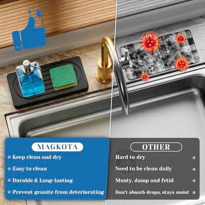 Stone Drying Tray, Water Absorbing Stone Tray, Natural Diatomaceous Earth Stone Sink Mat, Instant Dry Sink Coasters, Kitchen Sponge Hand Soap Holder, Quick Dry, Ease Cleaning - color: Concrete Grey
