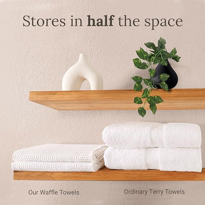 GILDEN TREE Waffle Towel Set Quick Dry Thin | 2 Bath Towels | 2 Hand Towels | 2 Washcloths, Classic Style (Stone) - color: Stone, size: Bath Towel Set