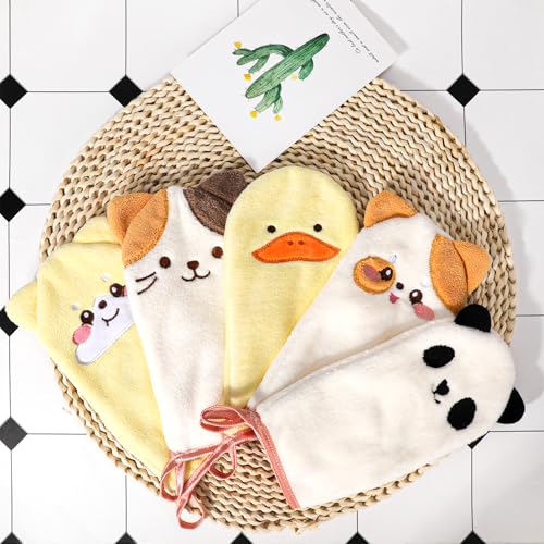 PHOGARY 5-Pack Microfiber Body Wash Mitts, 4.5×9 inch Super Absorbent & Soft Face Washcloths Gloves in Cute Animal Style - Gentle Scrub for Baby, Toddler, and Kids Bath and Shower