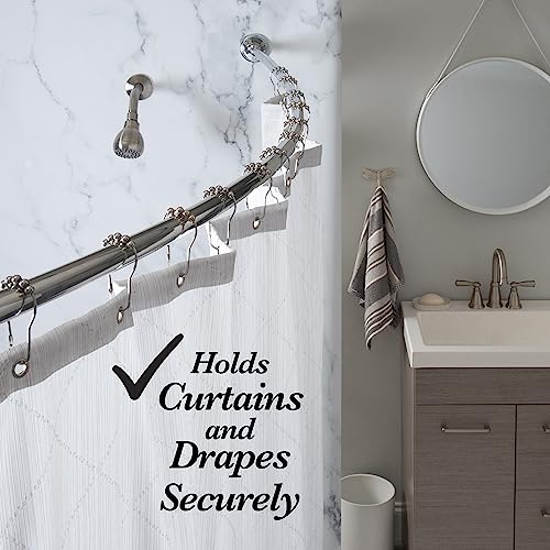 Bath Bliss Curved Shower Rod | Adjustable 44"-78" Inch | Bathroom Shower Curtain and Liner Rod | 33% More Space | Wall Mounted | Easy Installation | Aluminum - color: Aluminum