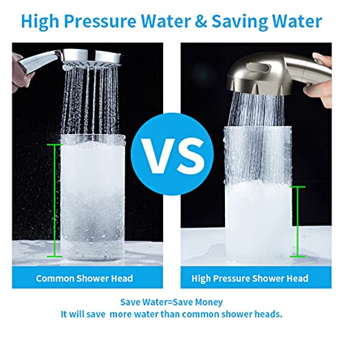 Drill-Free High Pressure Handheld Shower Head with ON/OFF Switch, 3 Spray Modes - Brushed Nickel | 3 Spray Modes with ON/OFF Switch, Detachable Dog Shower Attachment, Pet Shower Wand with Bracket & Hose, Brushed Nickel - color: Brushed Nickel