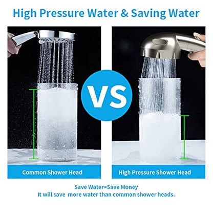 Drill-Free High Pressure Handheld Shower Head with ON/OFF Switch, 3 Spray Modes - Brushed Nickel | 3 Spray Modes with ON/OFF Switch, Detachable Dog Shower Attachment, Pet Shower Wand with Bracket & Hose, Brushed Nickel - color: Brushed Nickel