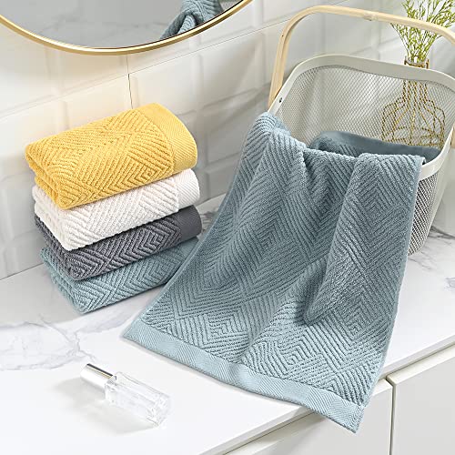 sense gnosis Grey Striped Hand Towel 13 X 29 Inch, 2 PC | Herringbone Pattern Premium 100% Cotton Ultra Soft Highly Absorbent Hand Towel Set for Bathroom - color: Grey