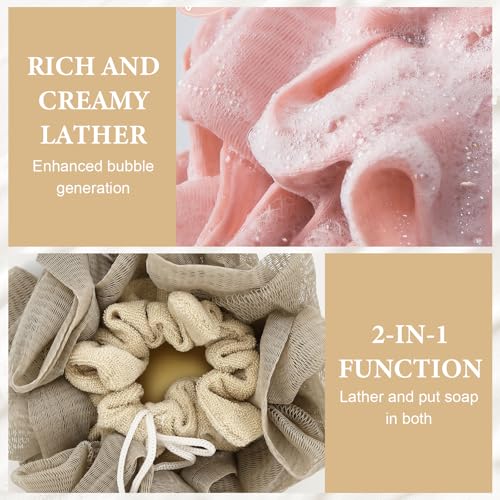 6 PCS Soap Bar Loofah, 2 in 1 Loofah Cloth Soap Bar Holder, Remove Cuticle for Smooth Skin, Exfoliating Bath Sponge with Drawstring for Bath Shower