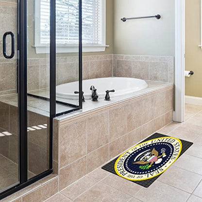 FCZ Bath Tub Mat Non Slip Shower Mat Seal President of The United States 26.8x15 inches Rectangular Polyester PVC Machine Washable - color: Seal President of the United States