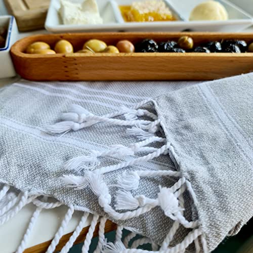 Cacala 100% Turkish Cotton Kitchen Tea Towels, Highly Absorbent Luxury Soft Quick Drying Dish Towel with Hanging Loop for Gym, Yoga, Bath, Sports, Cleaning and Kitchen (23 x 36), Silvergrey - color: Silver Grey