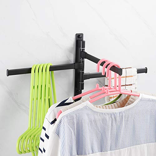 Swivel Hand Towel Bar Bathroom Swing Hanger Towel Rack Holder Matte Black Finish, Wall Mounted, 3-Arm - size: 3-Arm