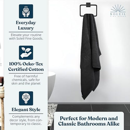 Soleil Fine Goods Luxurious 800 GSM 100% Cotton Bath Towel Set (4-Pack, 27x54) - Heavyweight & Ultra Absorbent, Plush Softness for Bathroom | Hotel & Spa Quality Luxury Towels- Charcoal - color: Charcoal
