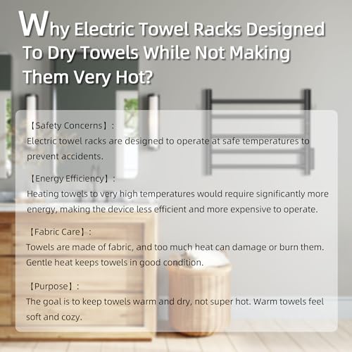 P&Dlusir EL13 Heated Towel Rack, Matte Black, 5 Bar | Fast Heat in 2 Min, Smart Timer, Thermo Control, Memory Functoion, Stainless Steel, Hard-Wired/Plug-in - color: Matte Black, size: 21.65"W x 17.72"H