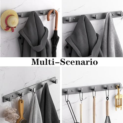 Coat Rack, Heavy Duty Stainless Steel 3 Tri Coat Hook Hanger, Wall Mounted Wall Hooks, Rustic Clothes Hook/Key Hook Rail for Bathroom Kitchen Entryway(2 Pack, 3 Hook Grey) - color: Gray, size: 3 Hook-2 Pcs