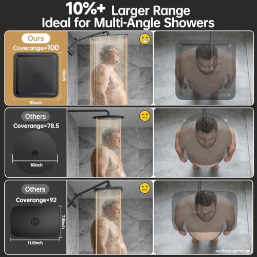 Veken All Metal 10" Luxurious Rain Shower Head with Handheld Spray,Square | Best Dual High Pressure Shower Heads Combo,Double Detachable Showerhead, Adjustable Rainfall,Bathroom Accessories,Matte Black - color: Black Matte, size: 10 Inch