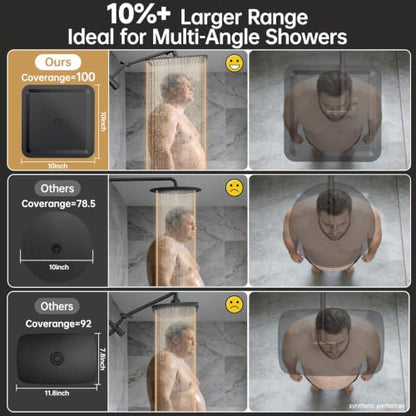 Veken All Metal 10" Luxurious Rain Shower Head with Handheld Spray,Square | Best Dual High Pressure Shower Heads Combo,Double Detachable Showerhead, Adjustable Rainfall,Bathroom Accessories,Matte Black - color: Black Matte, size: 10 Inch