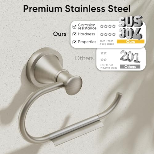 Toilet Paper Holder Wall Mount Bathroom Tissue Holder Brushed Nickel | Pivoting Tissue Roll Holder, High Quality Stainless Steel Hand Towel Ring Rustproof, Bathroom Accessories,Toilet Storage - color: Brushed Nickel
