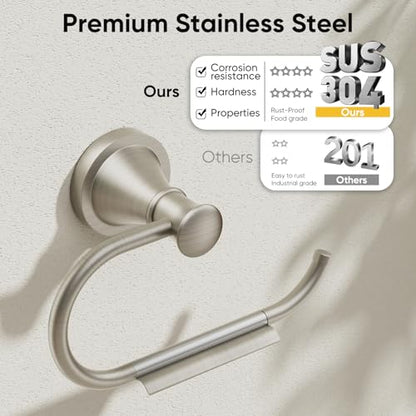 Toilet Paper Holder Wall Mount Bathroom Tissue Holder Brushed Nickel | Pivoting Tissue Roll Holder, High Quality Stainless Steel Hand Towel Ring Rustproof, Bathroom Accessories,Toilet Storage - color: Brushed Nickel