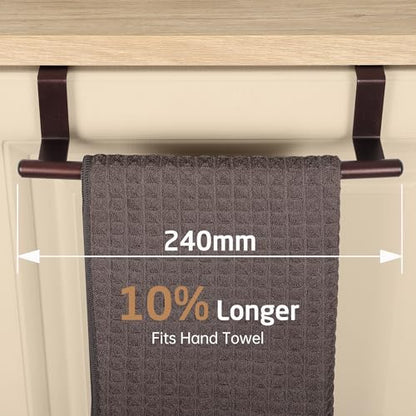 KES Over The Cabinet Towel Holder Fit 1" Thick, Kitchen Towel Holder, Brown | Anti-Wobble, Scratchproof, for Dish Hand Towels, Over The Door Towel Bar with Extended Hooks, 2 Pack, KTH500S26-OB-P2 - color: Brown