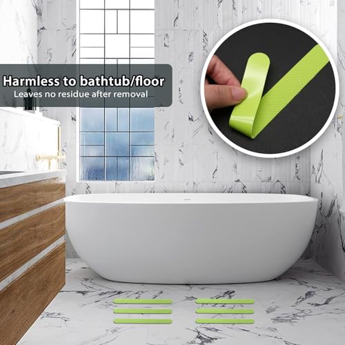 24Pcs Green Bathtub Stickers Non Slip | Anti Slip Shower Strips, Adhesive for Bathroom Bathtub, Shower Floor & Ladders, Includes Scraper - color: Green