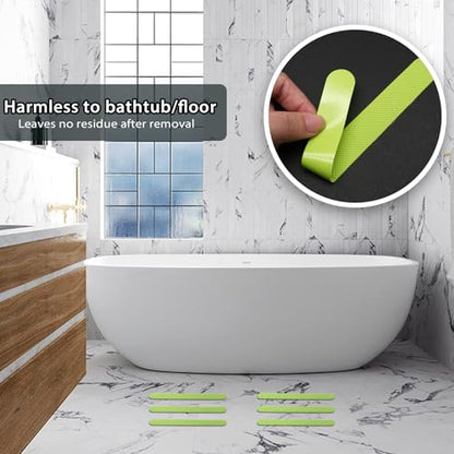 24Pcs Green Bathtub Stickers Non Slip | Anti Slip Shower Strips, Adhesive for Bathroom Bathtub, Shower Floor & Ladders, Includes Scraper - color: Green