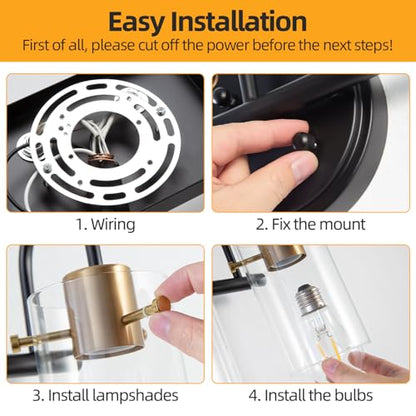 3 Light Bathroom Vanity Light, Black and Gold Bathroom Wall Light Fixtures with Clear Glass Shade, Modern Wall Sconces Wall Lamp Over Mirror Kitchen Living Room Bedroom Hallway Cabinet - color: Black Gold