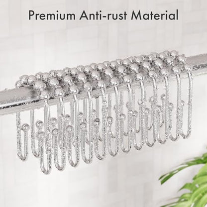 AmazerBath Shower Curtain Hooks Chrome Metal Shower Curtain Rings Rust Proof, Double Sided Shower Curtain Hooks for Shower Curtain Liner Smooth Shower Hooks Rings for Bathroom, Shower Rod Hook 12Pcs - color: Chrome, style: Modern
