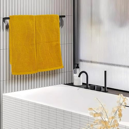 Jacquotha Wavy Striped Cotton Hand Towels, Set of 2 | Dry Your Hand Instantly, 13x29 Inches, Mustard Fall Kitchen Bathroom Towel - color: Mustard